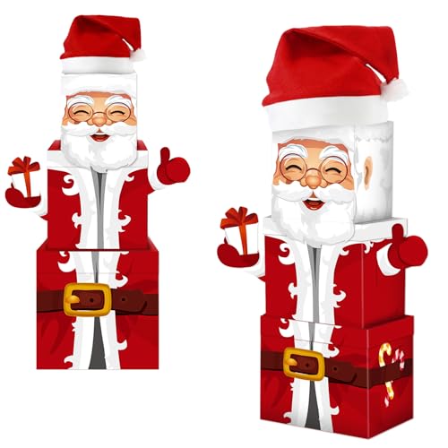 WEEPA 7 Pcs Christmas Eve Box Stackable Christmas Boxes Santa Claus Themed Nesting Boxes Paper Box for Home and Party