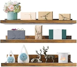 Amazon Brand - Umi Floating Shelves, 36 Inches Rustic Wall Shelf for Kitchen Bedroom Bathroom Nursery Living Room, Pack of 3