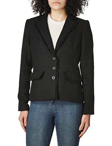 Karl Lagerfeld Paris Women's Tweed 2 Button Blazer, Black, 14 #TOP2