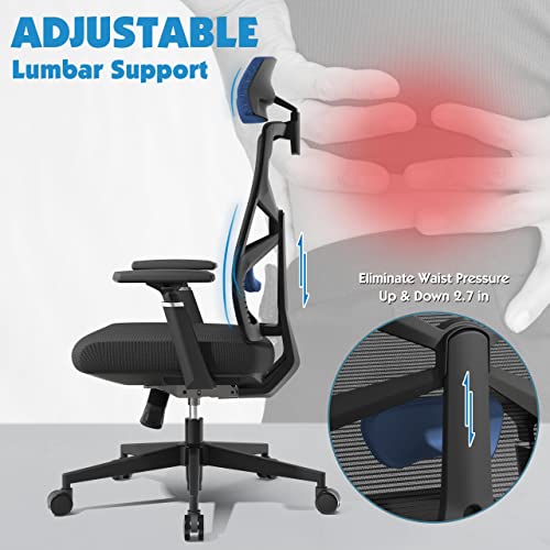 Ergonomic Office Chair Mesh Computer Chair With Adjustable Lumbar Support, High Back Swaying Rocking Office Swivel Chair For Home #TOP3