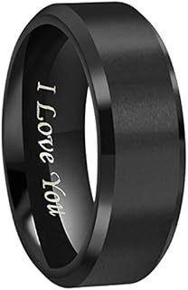 4mm/6mm/8mm Black Titanium Wedding Couple Bands Rings Men Women Matte Finish Beveled Edges