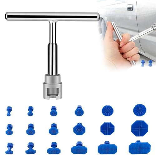 Super PDR 128PCS Dent Repair Kit, Paintless Dent Removal Tools, Car Dent Repair Kit With 2 In 1 T-Shaped Dent Puller, Gold Dent Lifter And Bridge Dent Puller For Removing 99% Of