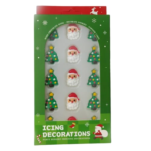 Image of Christmas Sprinkles Icing Decoration for Cupcake Decorating, Christmas Tree Cake Decoration, Edible Santa Claus Cake Cupcake Topper for Baking Cookie Ice Cream Candy Decoration