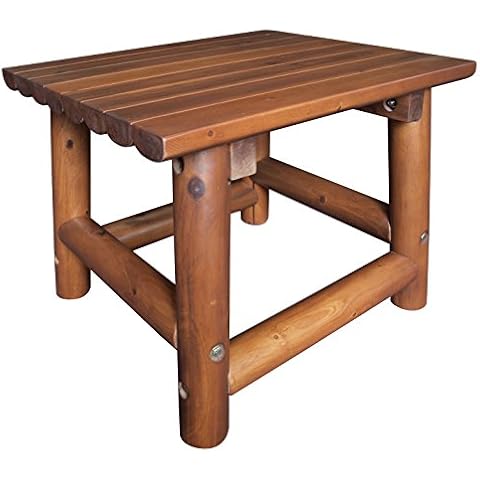 Leigh Country Amber Log Perch Handcrafted Hardwood Acacia Small Rectangular Accent Side End Table for Outdoor, Patio, and Garden, Brown Cover