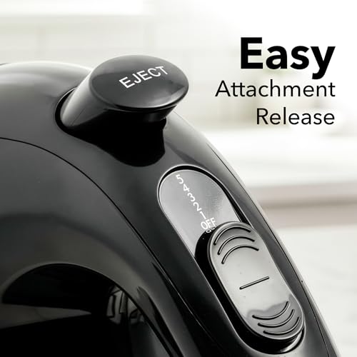 Image of OVENTE 5-Speed Corded Electric Hand Mixer with Stainless Steel Whisks, Compact Portable Design with Snap-On Storage Case,150W Lightweight Handheld Mixer for Baking & Cooking, Black HM151B