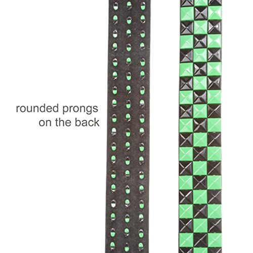 Snap On Punk Rock Black & Green Star Studded Checker Board Leather Belt, Black/Green | L 36"-38" #TOP4