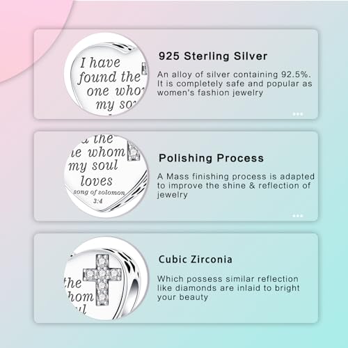 Image of LUXILLA Love You Best Friend Grandma Wife Heart Charm 925 Sterling Silver Charms Fit for Bracelets Necklace Jewelry Gift for Women