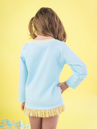 Image of RuffleButts Baby /Toddler Girls Rash Guard 2-Piece Swimsuit Set - Long Sleeve Bikini with UPF 50+ Sun Protection