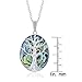 Beaux Bijoux Sterling Silver Natural Stone Abalone Tree of Life Oval Pendant w/ 18