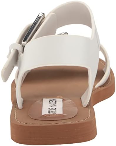 Steve Madden Women's Santo Flat Sandal, White Leather, 6 | Image 2