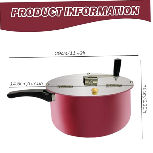 Stovetop Popcorn Maker,Popcorn Maker Manual Stirring Popcorn Maker Machine, Non-Stick Stainless Steel Stovetop Popcorn Maker, Popcorn Pot with Heat Insulation Rubber Handle and Lid - Image 2