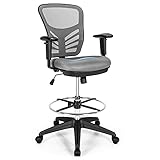 Giantex Mesh Drafting Chair, Standing Desk Chair, Tall Office Chair with Foot Ring, Lumbar Support,...