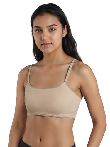 Image of DChica Cotton Uniform Beginners Bra for Girls, Non-Padded Full Coverage Seamless Non-Wired Gym Workout Bra with Adjustable Thin Strap, Slip-on Training Bra for Teenager
