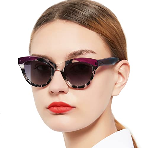 Image of Stylish Cat Eye Sunglasses for Women Polarized UV400 Protection Retro Butterfly Sun Glasses Square Design Shades Purple Tortoise Shell