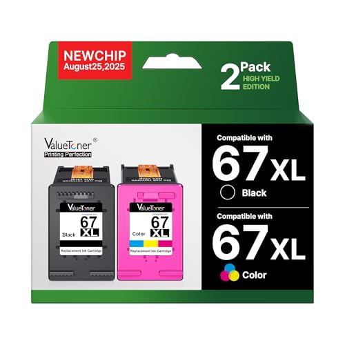 Valuetoner 67XL Ink Cartridges Replacement for HP 67 XL Ink Cartridges for HP67XL for HP Deskjet...