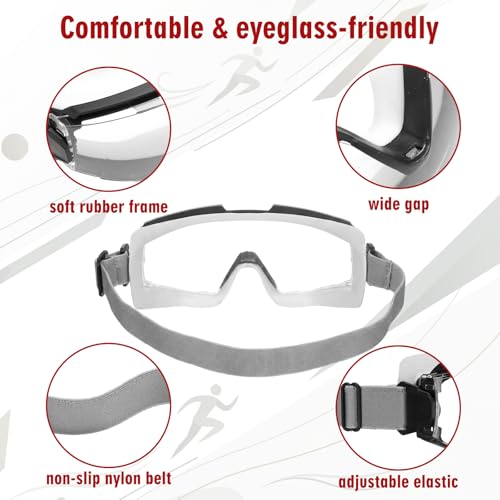 Xuhal Overglasses Protective Racquetball Eyeguard Goggles Over Glasses Squash Goggles Anti-fog Scratch Lenses Protection Eyewear Glasses for Indoor Squash - Thumbnail 5
