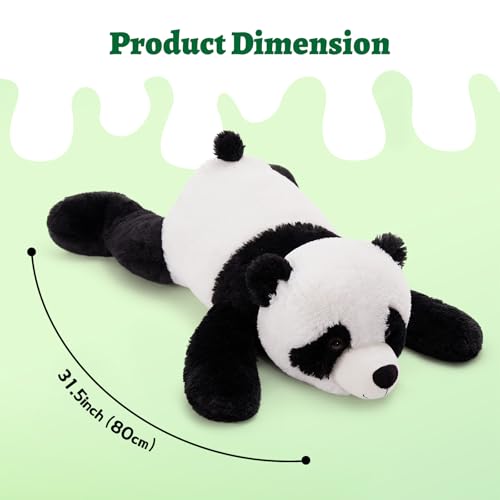 MorisMos weich Groß Panda Kuscheltier XXL, 80cm lang Flauschige Panda plüschtier stofftier,Süße plüschpanda Kissen Geburtstag Weihnachten Geschenk für Jungen Kinder