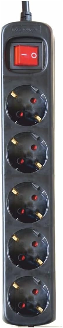 Silver Electronics 9645 Regleta Tomas con Interruptor, Negro, 5 Enchufes / 1,5 metros