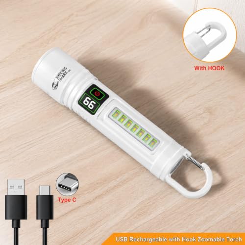 Image of Super Bright Rechargeable LED Flashlight, Long Range Zoomable Torch with Digital Battery Display, 7 Lighting Modes, USB Rechargeable, High Power Emergency Torch for Outdoor Camping, Hiking & Home