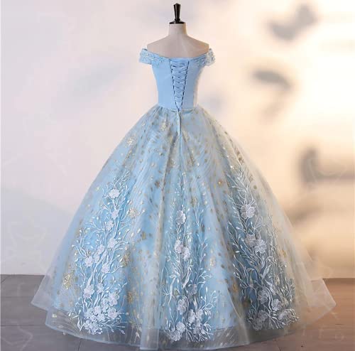Vjjllst Women's Off Shoulder Quinceanera Dresses Shiny Tulle Long Prom Dress Quinceanera Party Gown for Sweet 16 Girls3