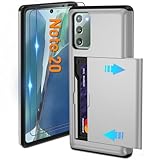 for Samsung Galaxy Note 20 Case with Card Holder and (2 Pcs) HD Screen Protector, Slim Heavy Duty Dual Layer Shockproof Design & Hidden Card Slot Wallet Case for Galaxy Note 20 Case-Grey