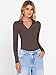 ANRABESS Women Long Sleeve Polo Shirts V Neck Slim Rib Knit Collared Dressy Business Casual Top 2025 Basic Tee Fall Outfits Coffee L