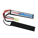 Tenergy Airsoft Battery 7.4V 1000mAh Nunchuck LiPo Battery Pack 20C High Discharge Rate Rechargeable Hobby Battery Pack Split Type w/Mini Tamiya Connector Butterfly Battery Pack for Airsoft Guns