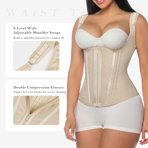 Image of YIANNA Waist Trainer for Women Tummy Control Underbust Hourglass Corset Waist Cincher Vest Sport Girdle with Zipper and Hooks