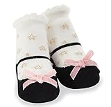Mud Pie Baby Girl Infant Black and White Gold Star Socks, 0-12 Months