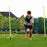 YRHome Slalomstangen Fussball Set 150cm Slalom Poles 6 Slalom Stangen mit Erdspieß Sprunghafte Agilität Stangen Fussball trainingszubehör für Koordinationstraining, Slalom, Fußball, Hundetrainingsset