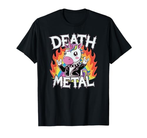 Divertente unicorno arcobaleno, abbigliamento Death Metal Rainbow Maglietta