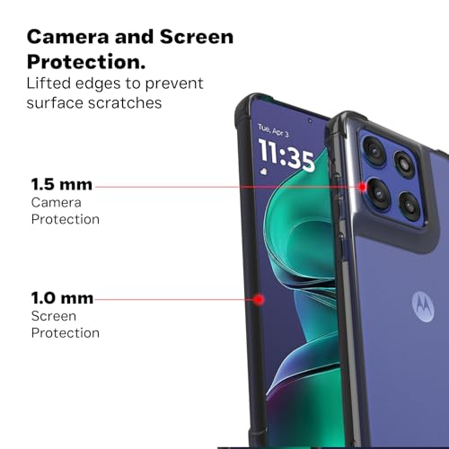 Image of RIGGEAR Shockproof Clear Hybrid Airbag Armor Back Cover Case for Motorola Moto Edge 60 Stylus 5G (Clear-Black TPU Bumper with Transparent PC)
