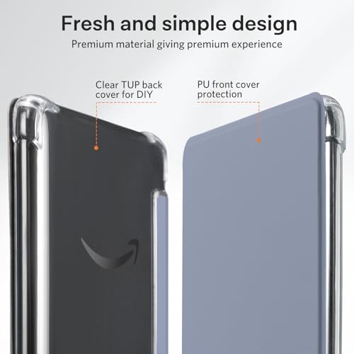 Image of CoBak Case for 6 inch Kindle 11th Gen (2024 and 2022 Release) - Ultra Slim Transparent Clear TPU Back Shell Protective Cover with Auto Wake /Sleep for Kindle 11th Generation 2024 Release, Lavender