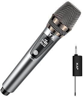 JYX Wireless Microphone, Dynamic Microphone for Karaoke with Receiver and Anti-Slip Ring, 80ft Transmission Distance, Rechargeable Mic System for Karaoke Night, Meeting, Compere, Party