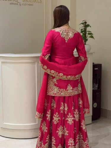 MONARAJ FASHION HUB Women’s Heavy Natural Silk Kurti rani pink - Image 3