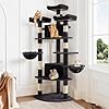 Allewie 73in Fan-Shaped Space-Saving Corner Cat Tower/Multi-Level Tall Cat Tree for Indoor Kitties/Cozy Baskets/Condos/House/Perches/Sisal Scratching Posts/Pet Activity Center/Dark Grey #1