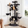 Allewie 73in Fan-Shaped Space-Saving Corner Cat Tower/Multi-Level Tall Cat Tree for Indoor Kitties/Cozy Baskets/Condos/House/Perches/Sisal Scratching Posts/Pet Activity Center/Dark Grey
