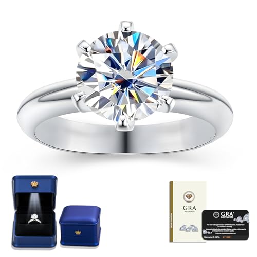 Moissanite 3CT Engagement Rings for Women, Wedding Jewelry, VVS1 Clarity D Color Certificate, 9mm 925 Sterling Silver, Dainty, Fashion Birthday Gift, Trending Memoria Promise Eternity Band Travel Ring