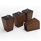 WEKIS Solid Wooden Furniture Legs 4 Inch, Natural Wood Mid Century Brown Square Legs Furniture Replacements Feet for Couch Legs, Sofa Legs, Cabinet Legs, Bench Legs, Bed Legs, Set of 4