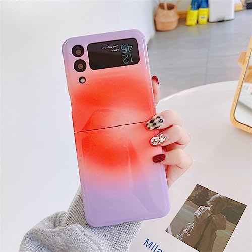 Coque Samsung Z Flip 4 et 3 pliable rigide violet orange à effet dégradé artistique