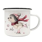ilka parey wandtattoo-welt Emaille Becher Camping Tasse Winter Eisbär & Name Wunschname Kaffeetasse Weihnachten Geschenk Weihnachtsmotiv eb476