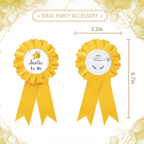 Auntie To Bee Tinplate Badge Pin, Bee Auntie To Be Pin for Women, Bee Gender Reveal Brooch Button Pin, Yellow Rosette Best Aunt Ever Button for Baby Shower/Newborn Baby Party elebration
