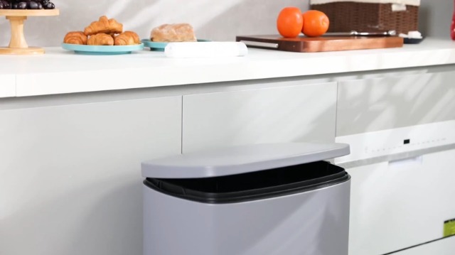 Pattumiera da esterno in acciaio inox spazzolato, 30 l/7,9 galloni, per interni ed esterni, cestino per rifiuti commerciale aperto in acciaio inox, colore argento