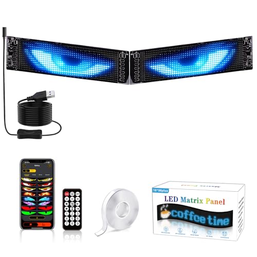 Letrero LED 2PCS 92 x 374 mm Personalizable Programable,Control de aplicación Bluetooth USB 5V/2A,Admite visualización de Texto/Animación, para Coche, camión, Tienda, Bar, Hotel