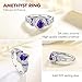 DAYBYDAY Purple Rings for Women Sterling Silver Amethyst Ring February Birthstone Ring Pear Shaped Engagement Rings Size 10