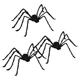 vidaXL Halloween Spinnen Dekoration 3 pcs Schwarz 150 cm, Halloween Deko, gruselige Wohnzimmer, Gothic Party-Utensilien, tragbare Spinnen-Displays, saisonale Gartenakzente