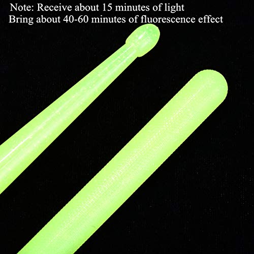 Drumsticks 5A Nylon For Drum Set Night Light Plastic Cool Glow Drum Sticks Strong Musical Instrument Percussion Accessories For Adults Kids Professional(Fluorescence) #TOP2
