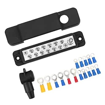 Power Distribution Block 12 Way 12V 180A Bus Bar with Cover 32pcs Terminal Power Distribution Block Busbar for Boat Vehicle Car Marine