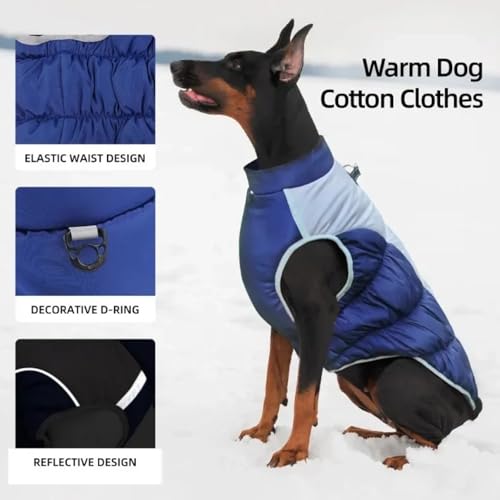 Veste imperméable pour chien coupe-vent chaud Labrador Lévrier bleu - 8