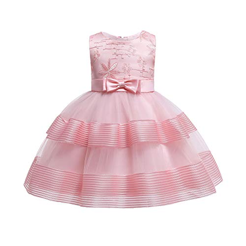 FKKFYY Princess Dresses for Girls 6-12 Months 9 Months Baby Girls Dresses Blush Pink Pageant Party Holiday Dress for Girls Dresses Sleeveless Birthday Fancy Tutu Dress Cute (Pink 12M)